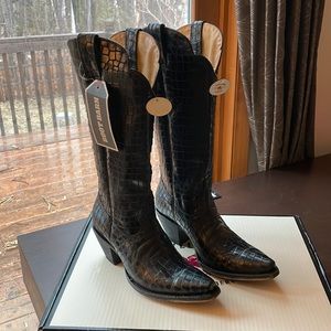 Idyllwind Strut Snip Toe Western Boots - Black Croc Skin Print